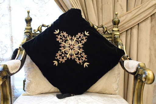 [VC-EG-C-17] C-17  Black Velvet Formal Cushion Covers with Dabka Work