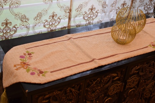 [VC-EG-R-6] R-6 Beige Jute Hand Embroidered  Runner