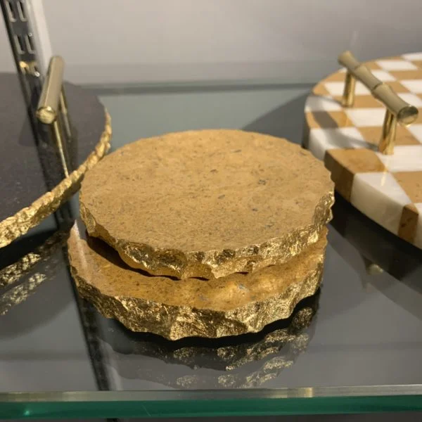 [VC-RAKH-PC-10109] Marble Coasters – Golden