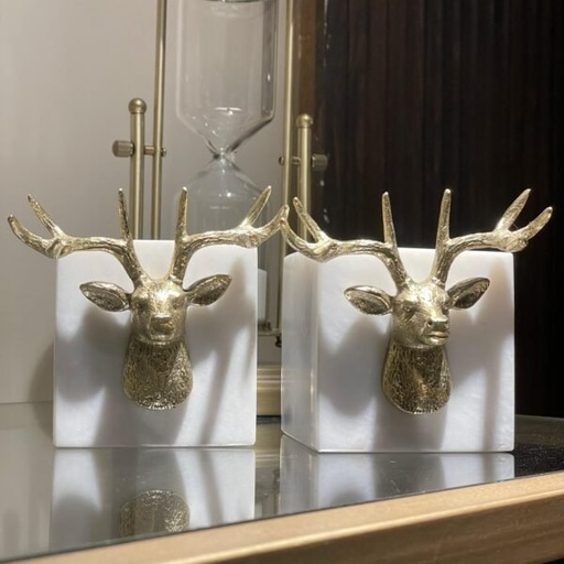 [VC-RAKH-BE-DW-10101] Deer Bookends -White