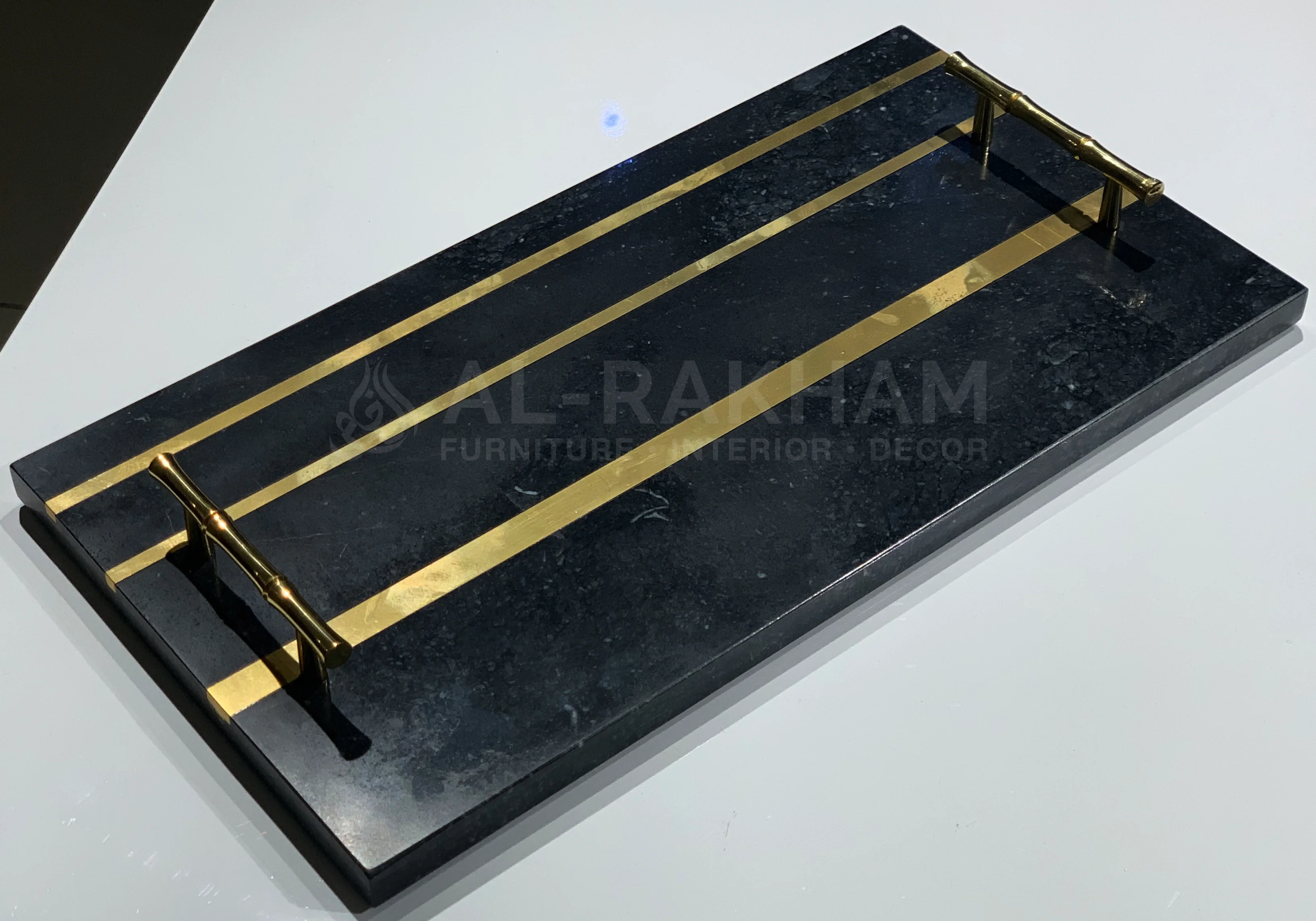 [VC-RAKH-MT-BI-10101] Brass Inlay Tray-Black