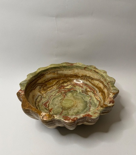 [VC-NUQ-NQMFLOG120] Green Round Flower Shaped Deep Bowl