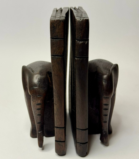 [VC-NUQ-205] Handcarved Wooden Elephant Bookends