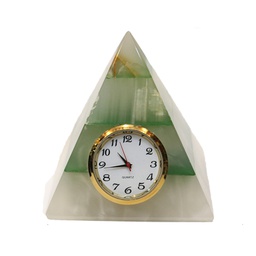 [PK0130-GN-GEN-003256] Real marble onyx pyramid style clock