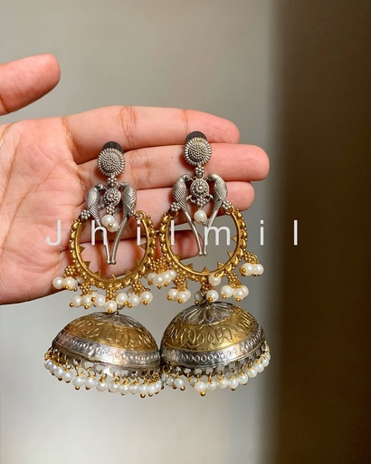 [VC-JHIL-248] Dual Toned Tota Mena Jhumka