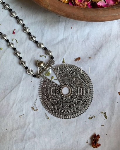 [VC-JHIL-448] Round Carved black beads mala