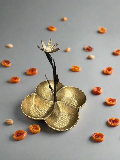 [VC-LAH-020] Hammered Dry Fruit & Candy Bowl With Stem Flower