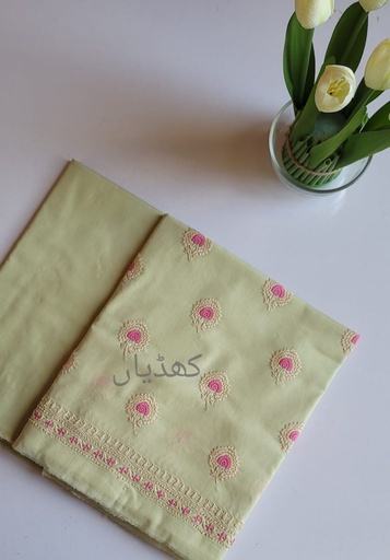 [VC-RK00037] Pistachio Green Hand-Embroidered 2-Piece Lawn Suit – Unstitched Shirt & Trouser
