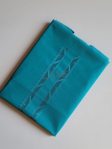 [VC-RK00016] Turquoise Pure Cotton Dress Material with Tarkashi Neckline Unstiched Kurta