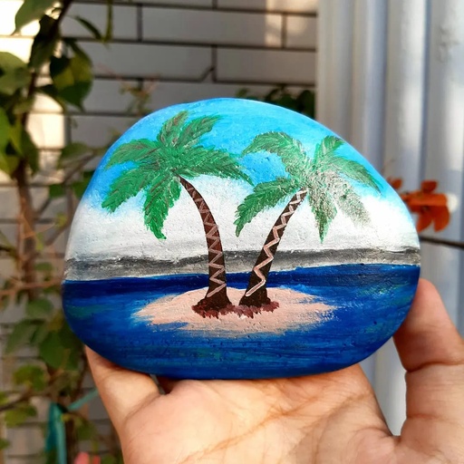 Stone painting- The Twin Palms