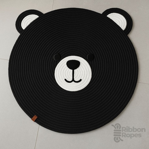 3ft Bear Face Rug – Round Cotton Rope Rug for Kids’ Rooms