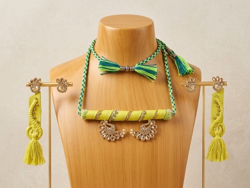 Handmade Leather Necklace & Earrings Set