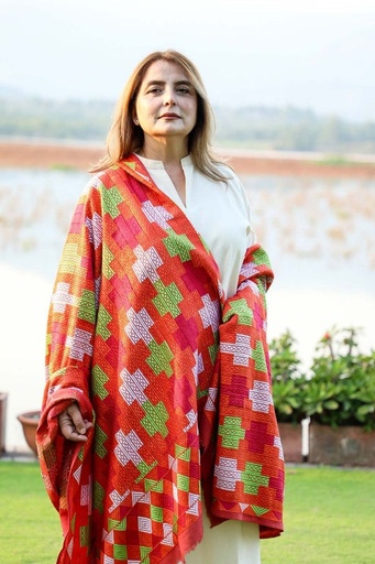 [1.SH.25] Umber - Jisti phulkari shawl