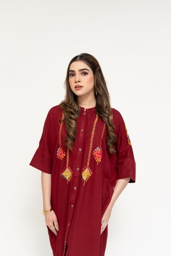 [10.KF.25] MAROON HANDLOOM KAFTAN