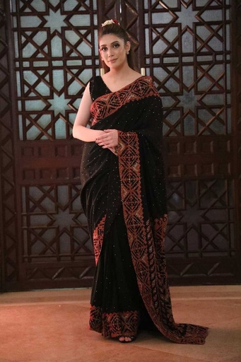 [1.SR.25] Maroon Applique Saree