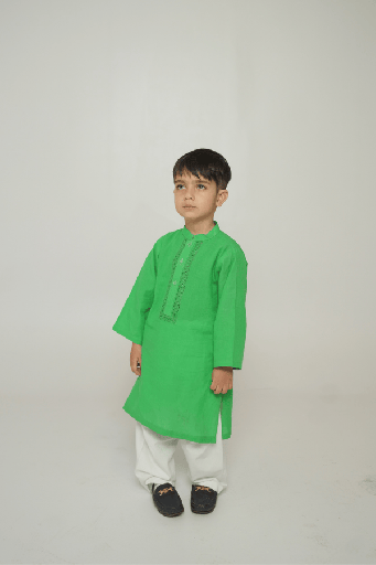 [5-BS-26] Green Blue Hand Tarkashi Kurta