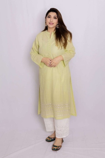 [4.K.23] Calm Green Tarkashi Kurta