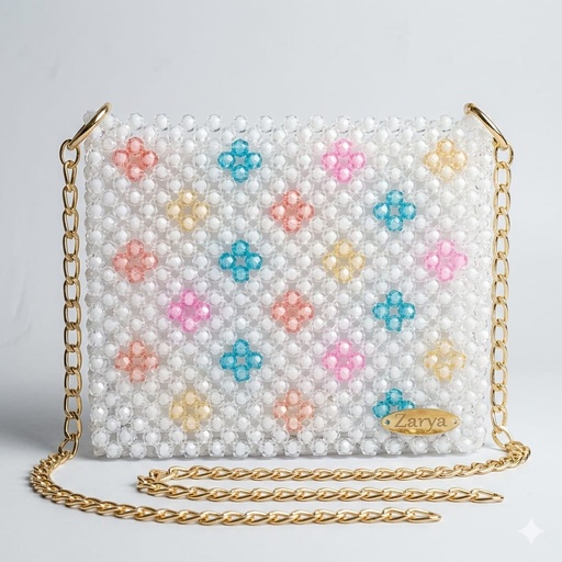 handcrafted floral-motif beaded bag