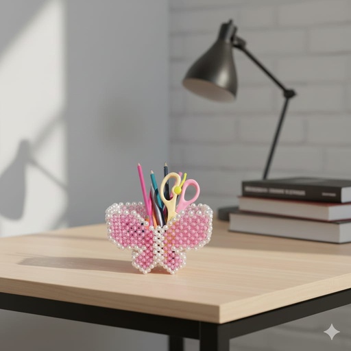 Butterfly Beaded Pen Holder