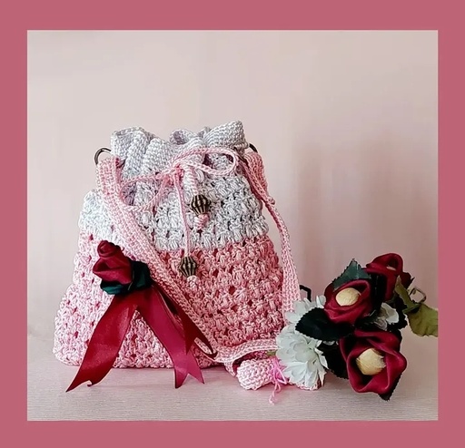 Crochet drawstring bag