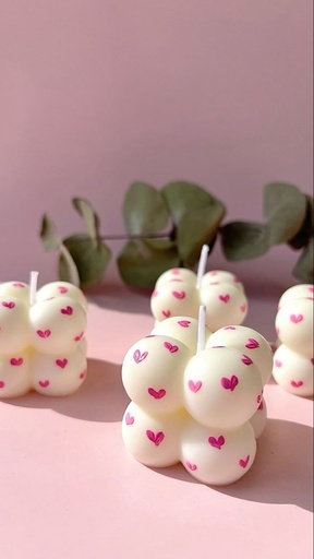 Heart Painted mini bubble candle