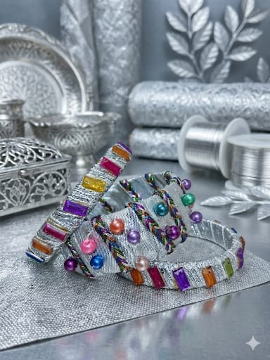 Silver pearl bangles
