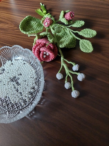 Crochet rose sticks