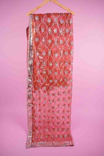 Crimson Red net Gota Patti Dupatta | Niddleart