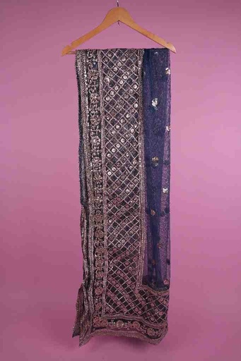 Zinc Blue Net Gota Patti Jaal Dupatta | Niddleart
