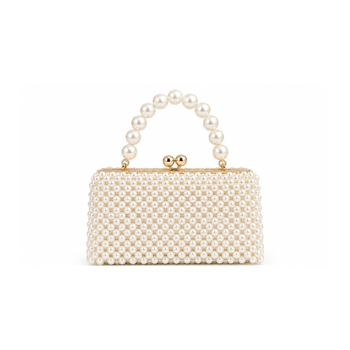 Ivory Pearl Bridal Clutch with Kiss Lock Frame