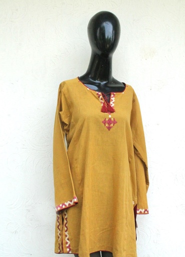 [PK0029-CW-PRT-000335] Short kurta with phulkari/jisti hand embroidery