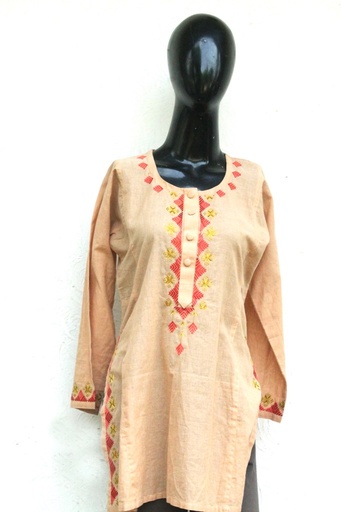 [PK0029-CW-PRT-000337] Short kurta with phulkari/jisti hand embroidery