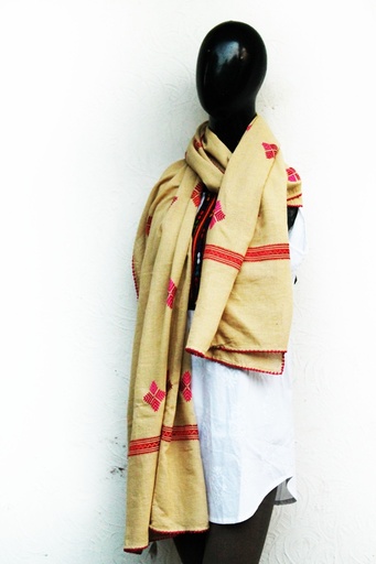 [PK0029-CW-SCF-000487] Stole with jisti/phulkari embroidery