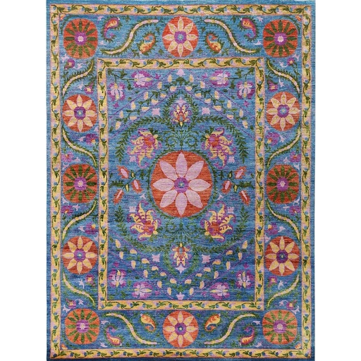 [PK0499-HM-RUG-004261] Suzani Carpet -Wool&Silk- 8x10