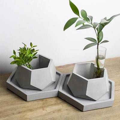 [PK0849-HM-PLN-005040] The Dodecahedron Planter - Grey