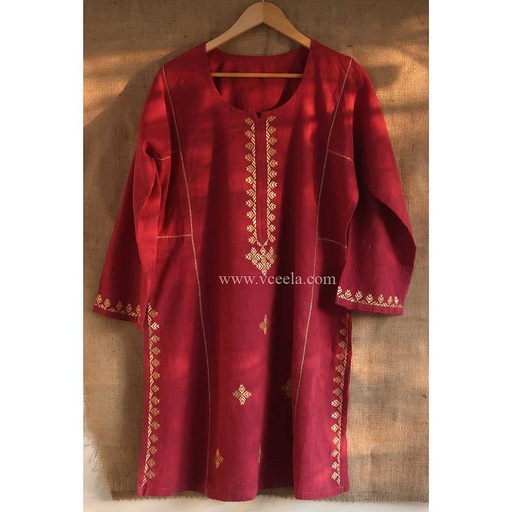 [PK0888-CW-GEN-007022] Purple hand embroidered Kurta