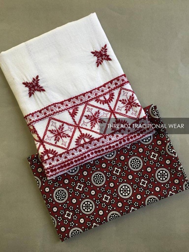 [PK2242-GN-GEN-007300] Hand Embroidered Shirt and Ajrak Trouser