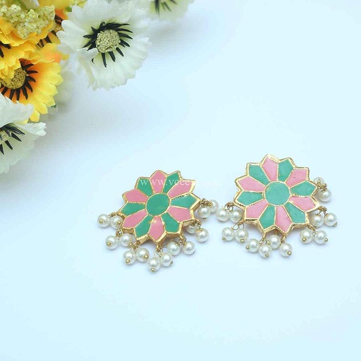[PK2502-JW-EAR-008430] Meena Bandi Earrings - Kundan Jewellery